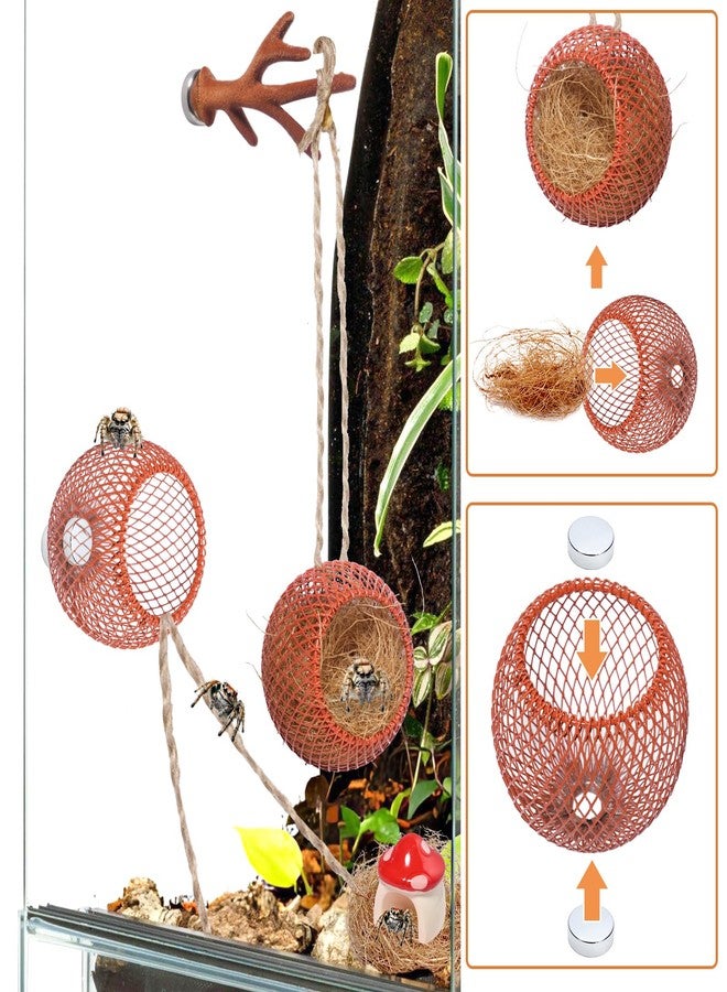 Hollima Jumping Spider Hide Enclosure Habitat with Decoration Anlter, Mushroom Decor Pet Spider Hideout Nest Climbing Pet Spider Hideout Enclosure Accessories - Image 4